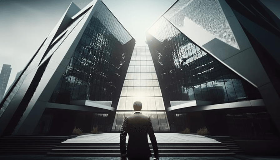 B2B website wireframe showing conversion funnel with performance metrics and growth indicators