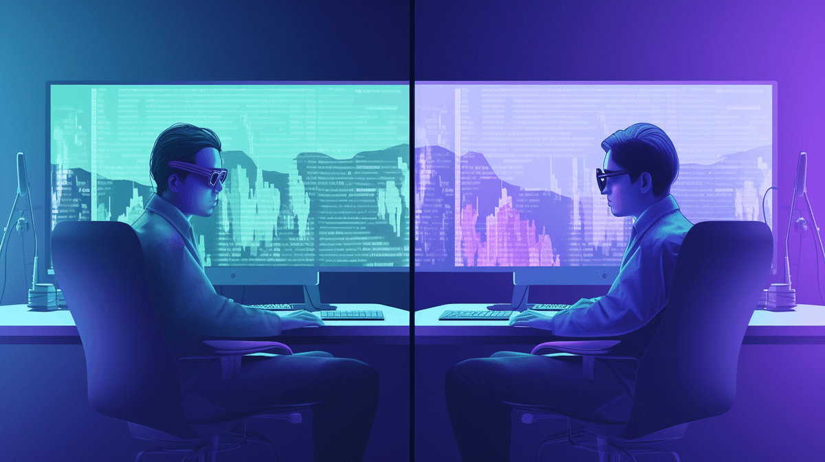 Split-screen comparison of monolithic and decoupled e-commerce architecture diagrams