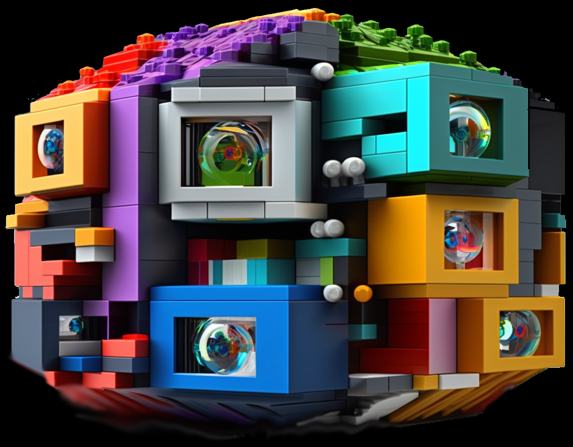 Modular tech stack diagram showing interchangeable API-connected services replacing a monolithic platform