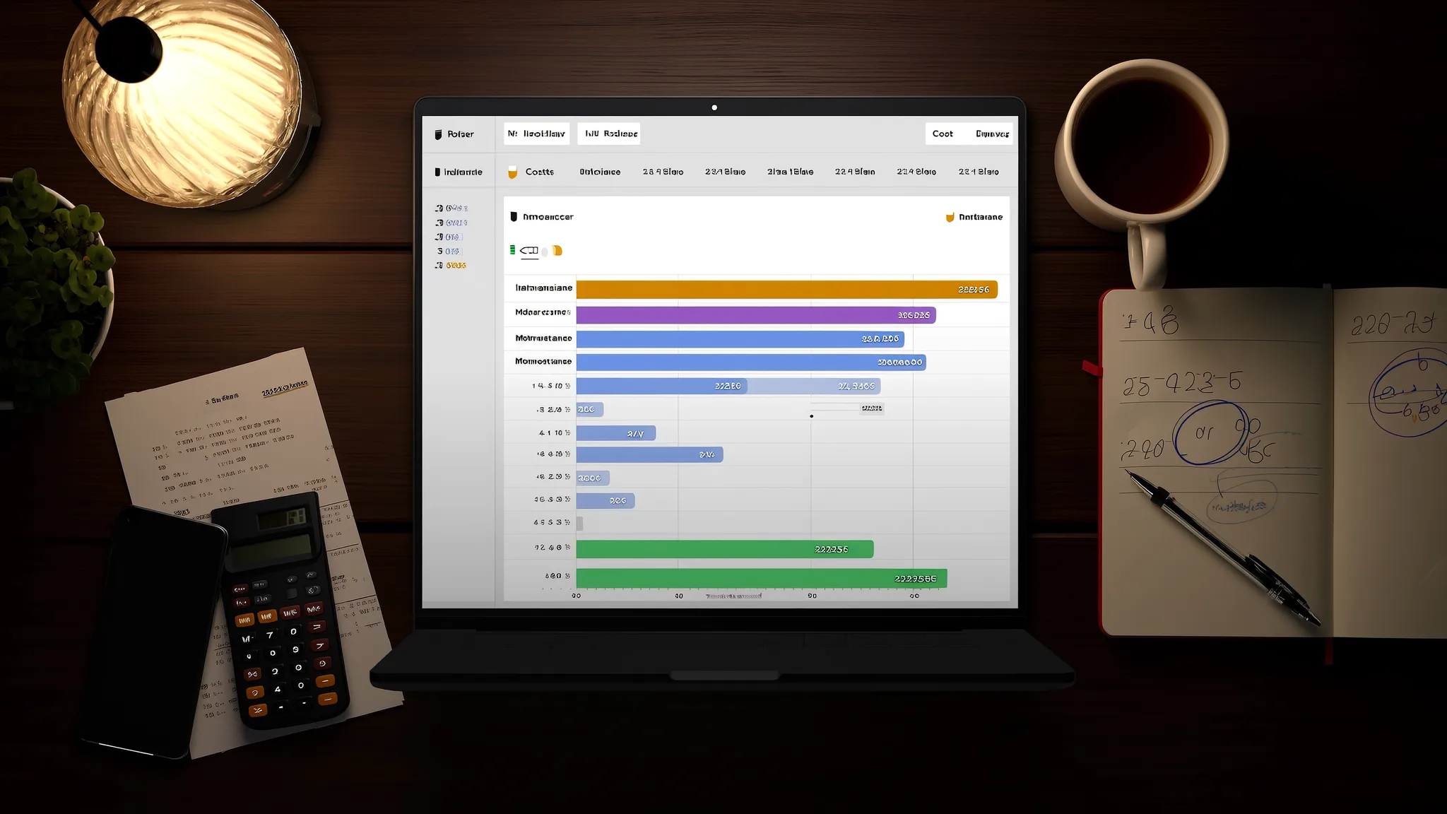 Monthly cost breakdown showing API usage, infrastructure, maintenance, and model update expenses